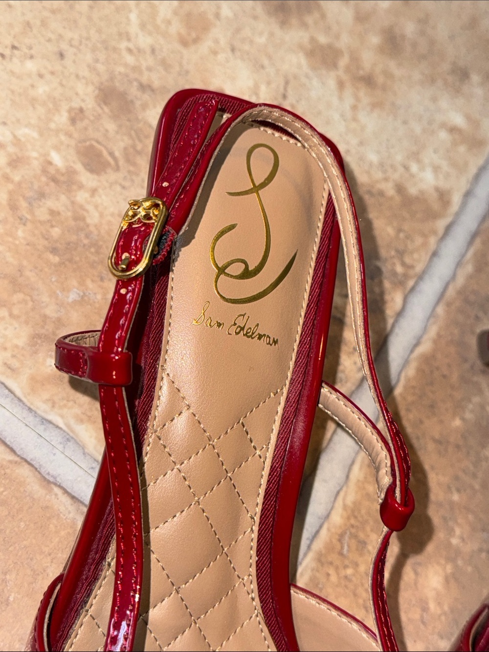 Sale 💃🏼 Sam Edelman Toni Slingback Kitten Heels Shoes Women’s Size 9.5 Red Color - Picture 14 of 17